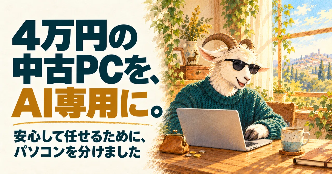 AIにもっと任せたくて、4万円の中古ノートパソコンを買いました