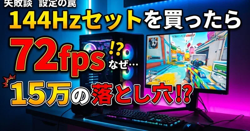 144Hzセットを買ったら72fps｜15万の落とし穴
