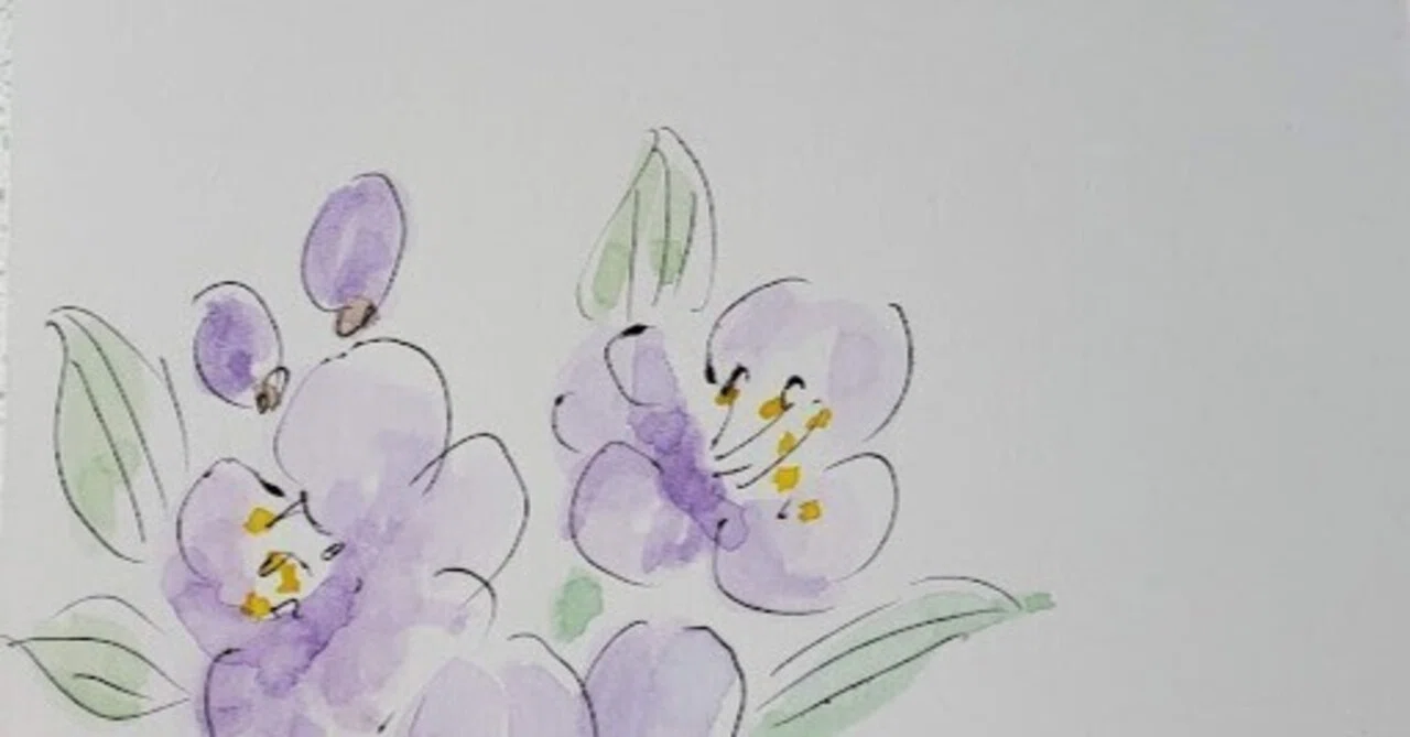 [October 20] Flower 🌸 Princess Flower (Tibouchina) 🌸 Illustration drawn ...