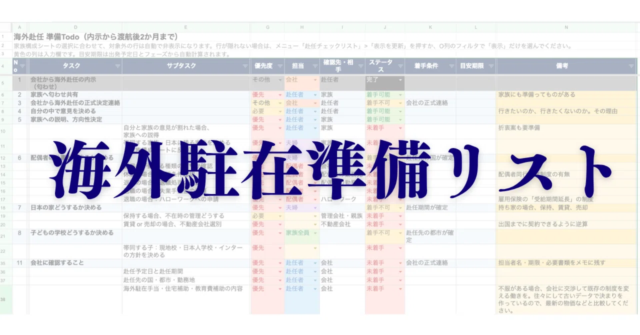 もうすぐ海外駐在 保存版】海外駐在が決まったらやることリスト｜出発1年前〜渡航後2か月