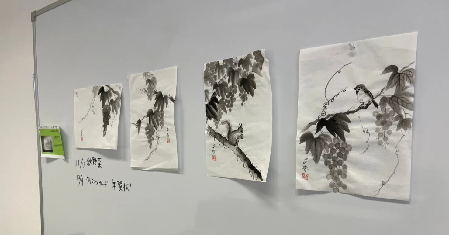 葡萄を描く」水墨画ワークショップを開催しました。｜友香/水墨画家
