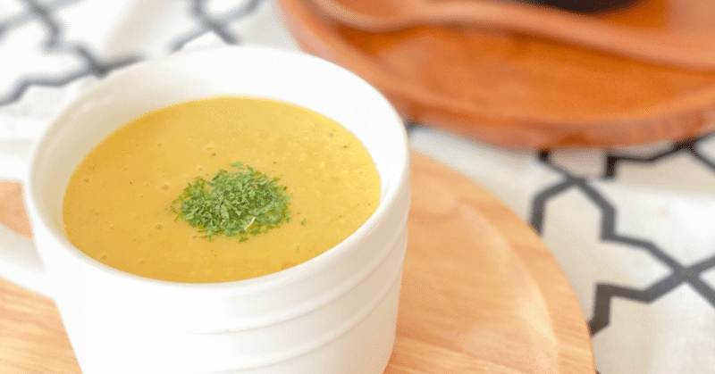 かぼちゃ発酵あんこと発酵塩玉ねぎで善玉菌発酵冷製スープ！夏だからこそ冷製スープが楽しみやすい♪夏バテ防止の栄養補給にも是非。