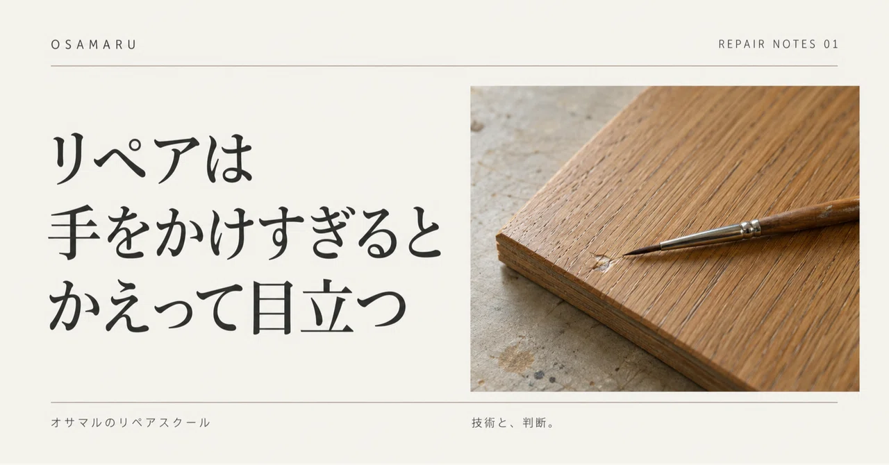 Overworking a Repair Can Make It More Noticeable｜オサマル宮本