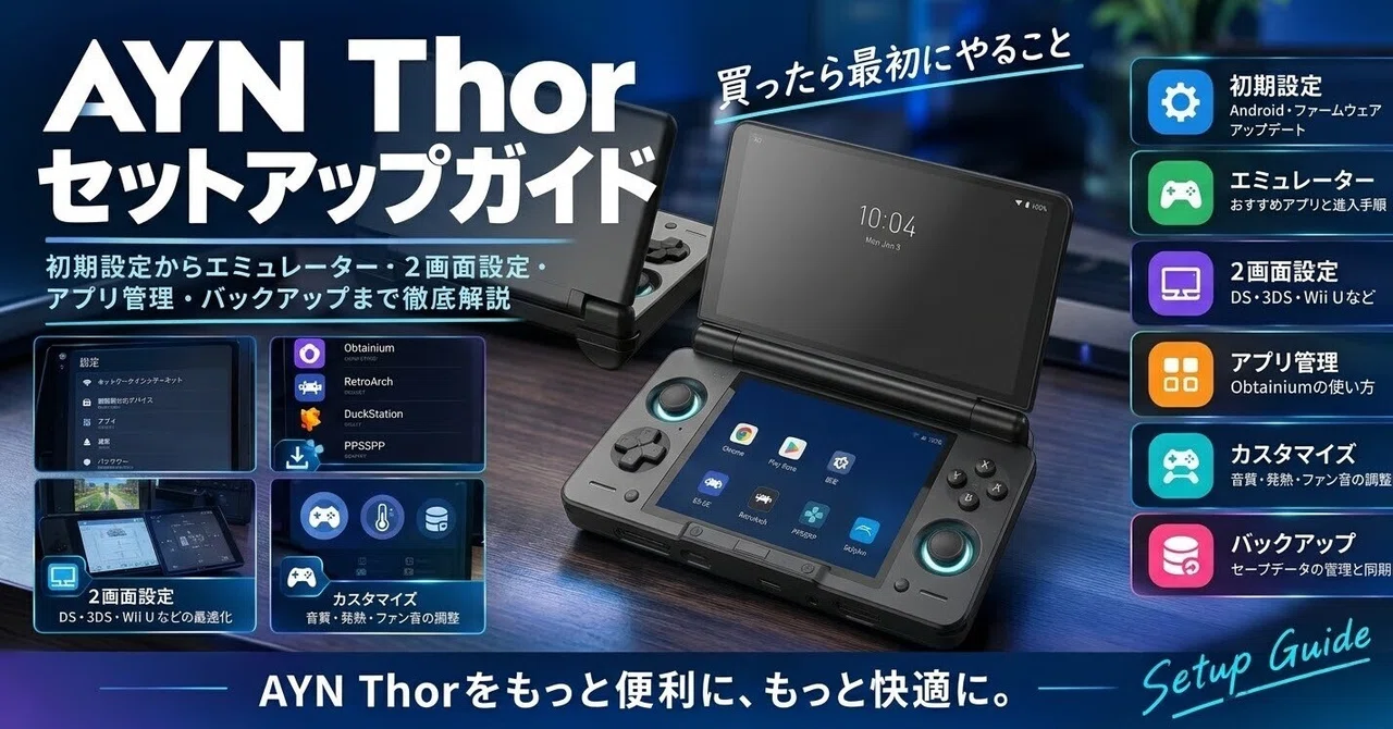 AYN Thor 구매 후 가장 먼저 해야 할 일. 초기 설정부터 2화면 에뮬레이터, 앱 관리까지｜あおきくんの1週間