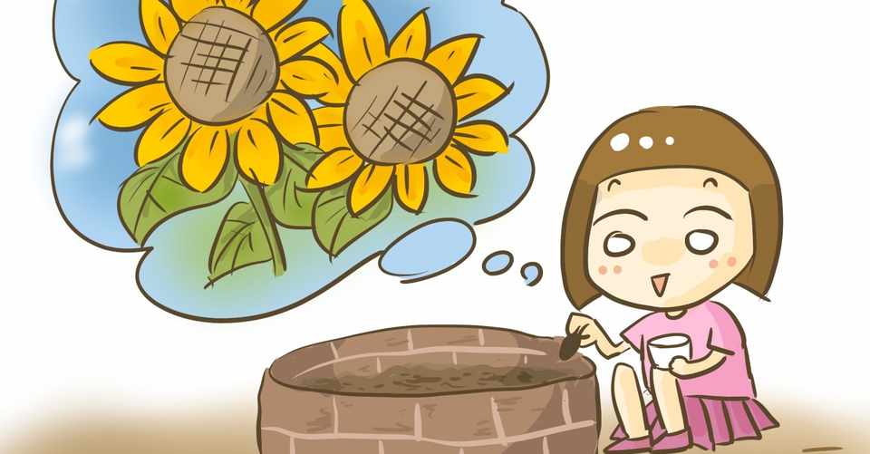 保育園でもらってきたひまわりの種を植える娘ちゃん 子育てひとコマ きょこ エッセイ漫画 Note