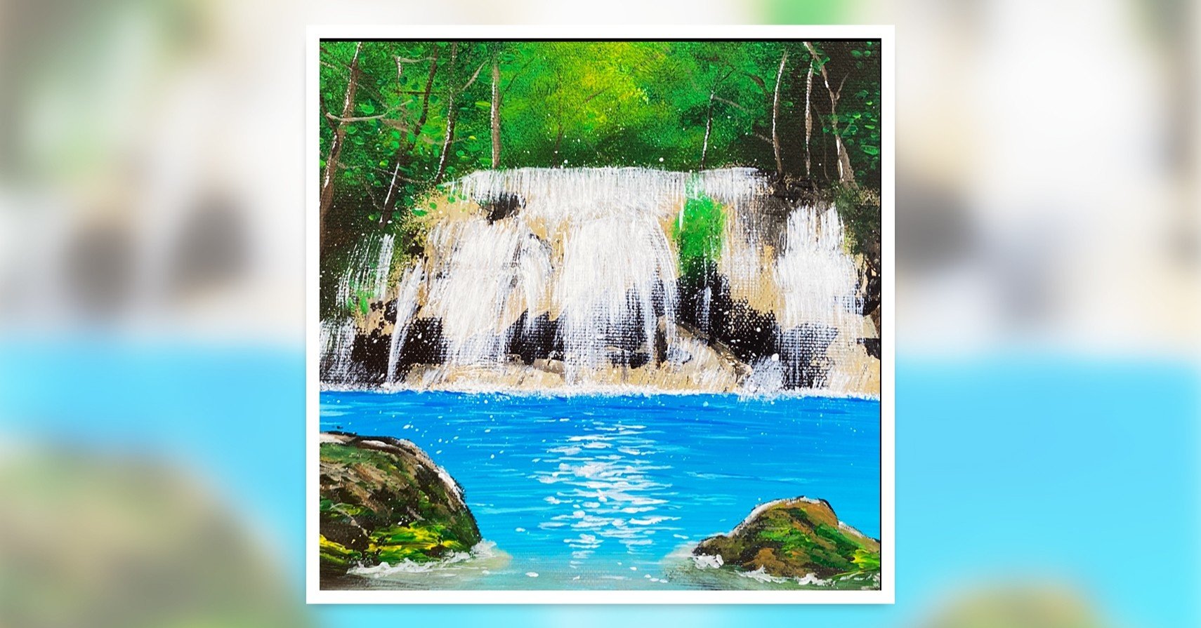 アクリル絵の具を使用した 夏の滝 の描き方 初心者が簡単に絵を描く方法 Junya Art Note