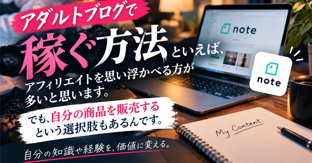 アダルトブログは自社商品を売った方が稼ぎやすい【noteのススメ】