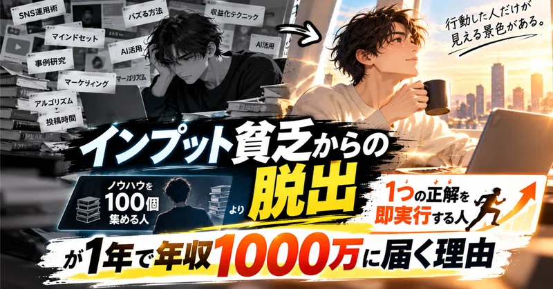 インプット貧乏からの脱出。「ノウハウを100個集める人」より「1つの正解を即実行する人」が1年で年収1000万に届く理由