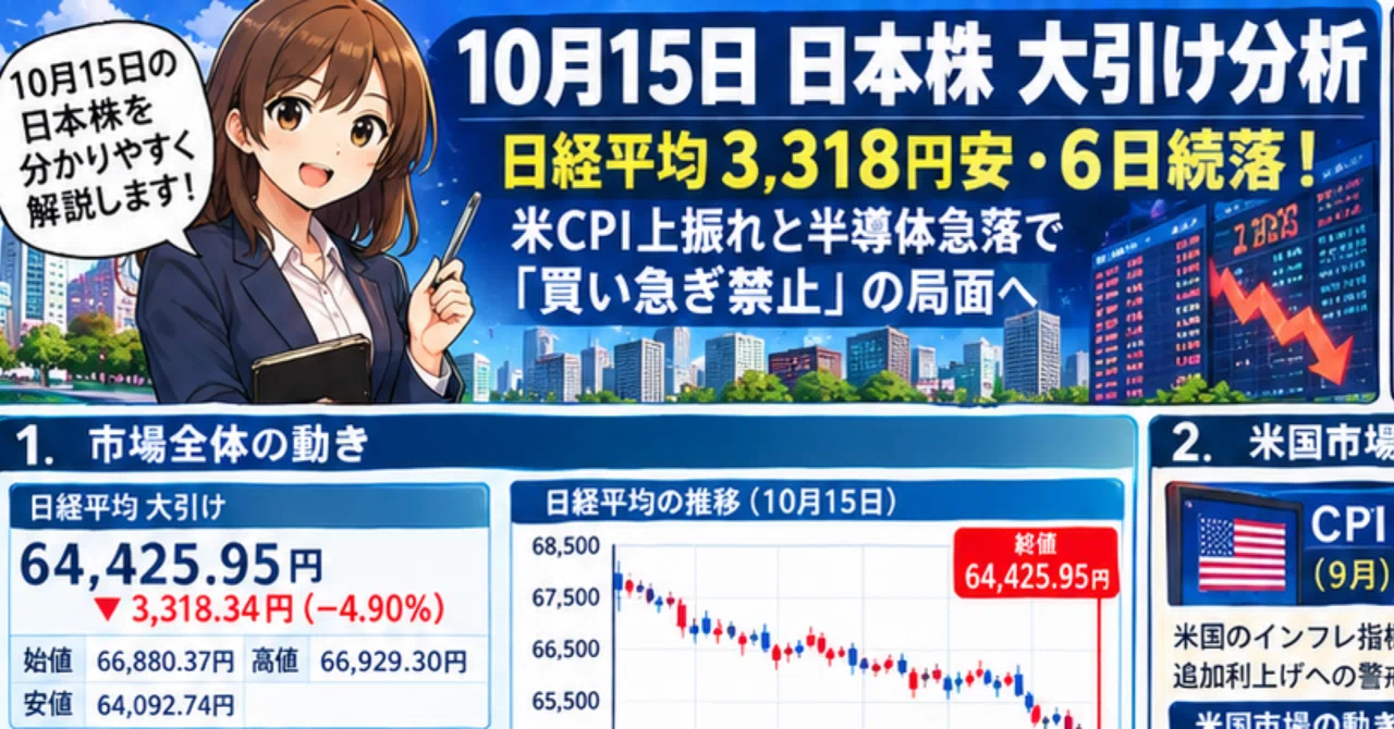 🌇 [October 15 Japanese Stock Market Closing Analysis] Nikkei Average ...