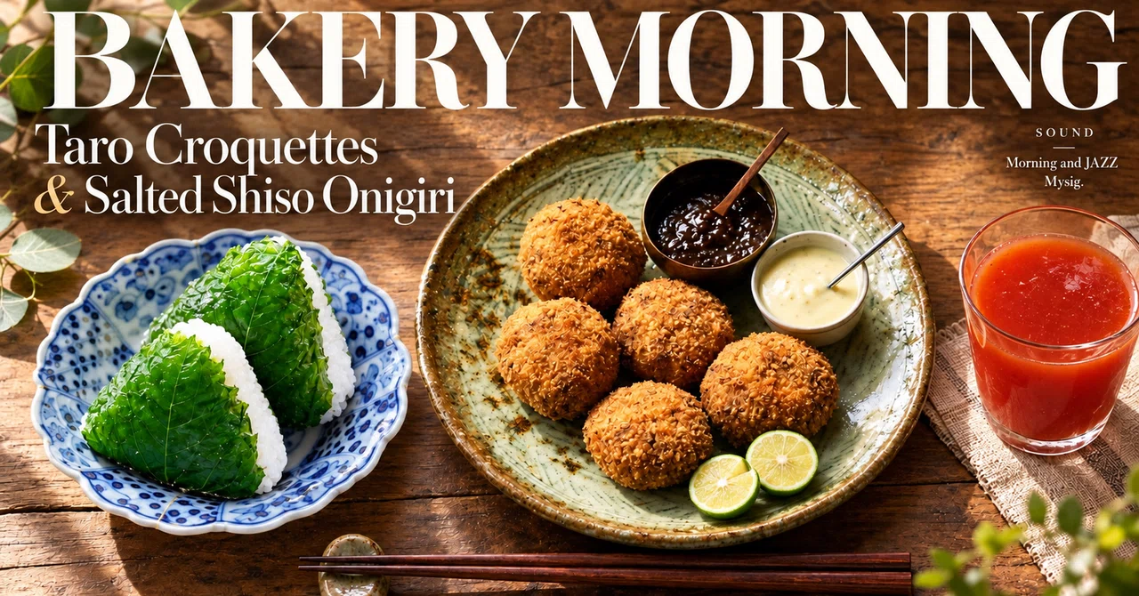 Bakery Breakfast / Taro Japanese-style Croquettes and Salt-pickled ...