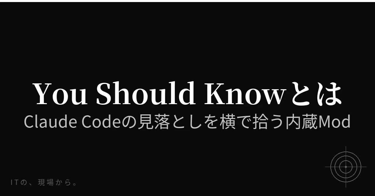 [From the IT Frontline.] What is 'You Should Know'—The Built-in Mod ...