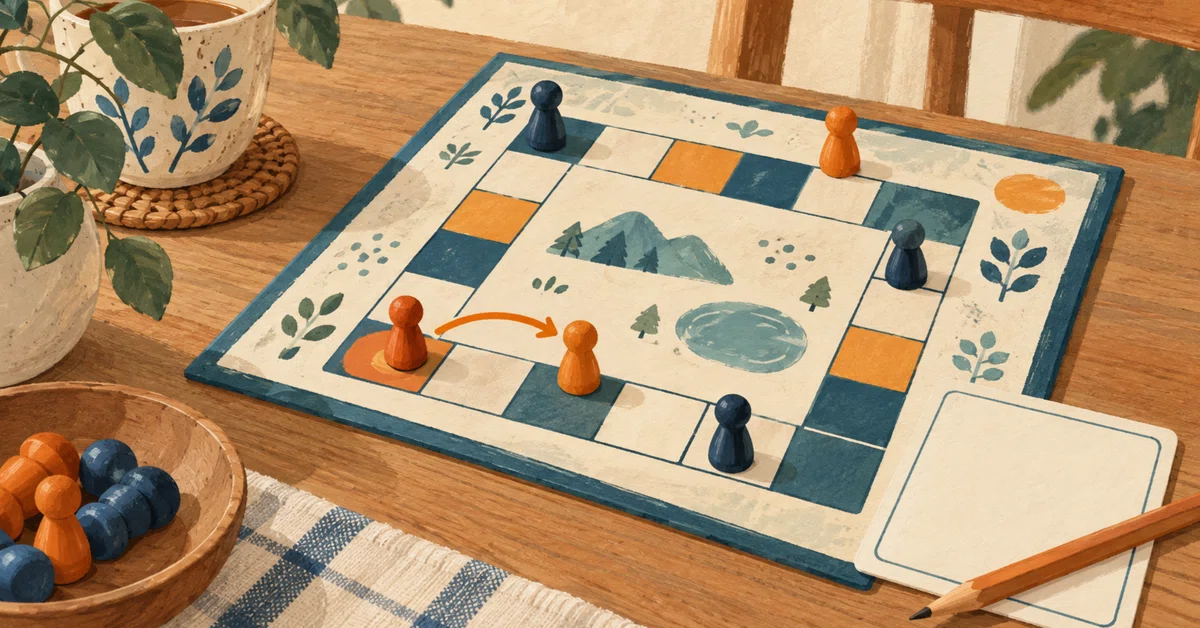 Board game explanations get too long. Create an example showing one ...