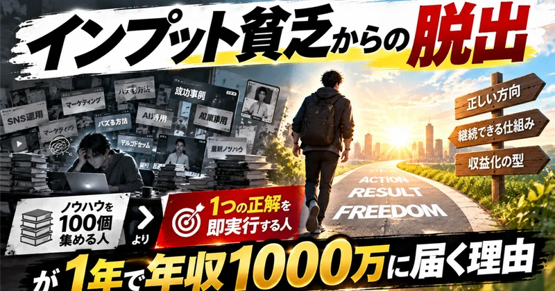 インプット貧乏からの脱出。「ノウハウを100個集める人」より「1つの正解を即実行する人」が1年で年収1000万に届く理由