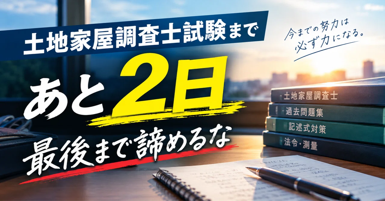 土地家屋調査士試験まであと2日。今から合格率を1％でも上げるために