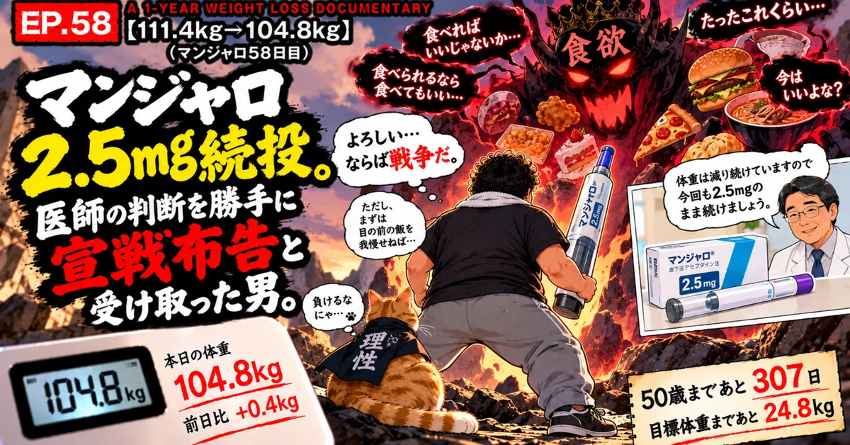[111.4kg→104.8kg] Continuing Mounjaro 2.5mg. The man who took the ...