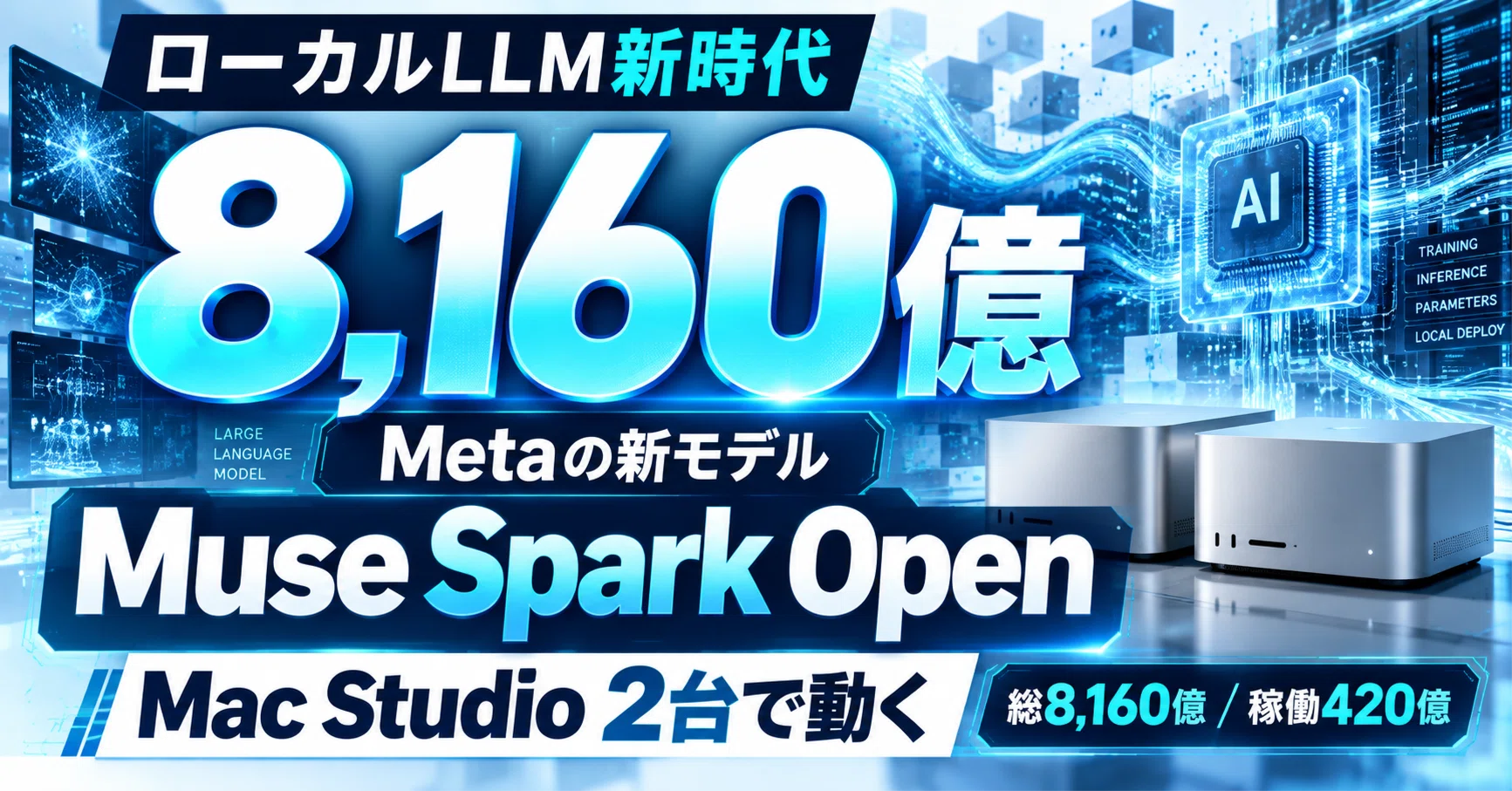M・A・C おまとめ Meta「Muse Spark Open」公開｜8,160億パラメータ、Mac Studio 2台稼働