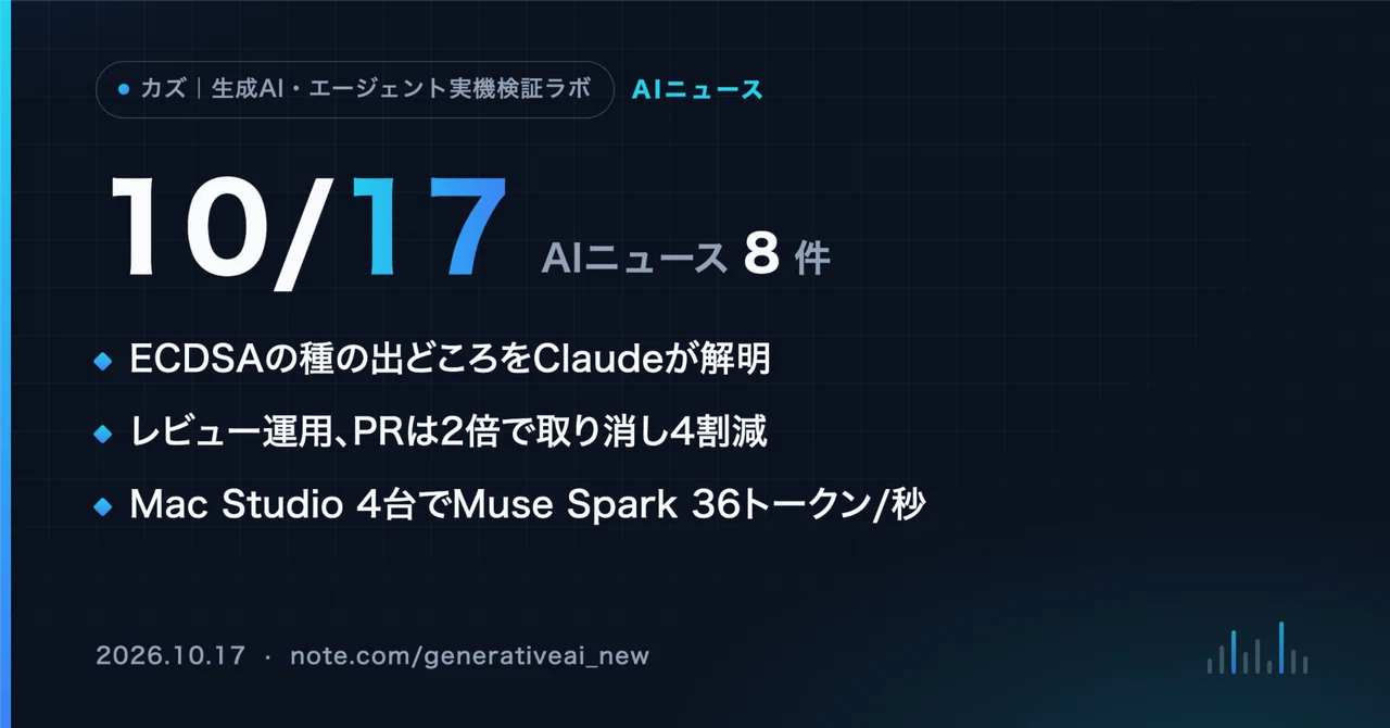 [10/17 AI News] Claude solves the origin of the 'seed' for the ECDSA ...