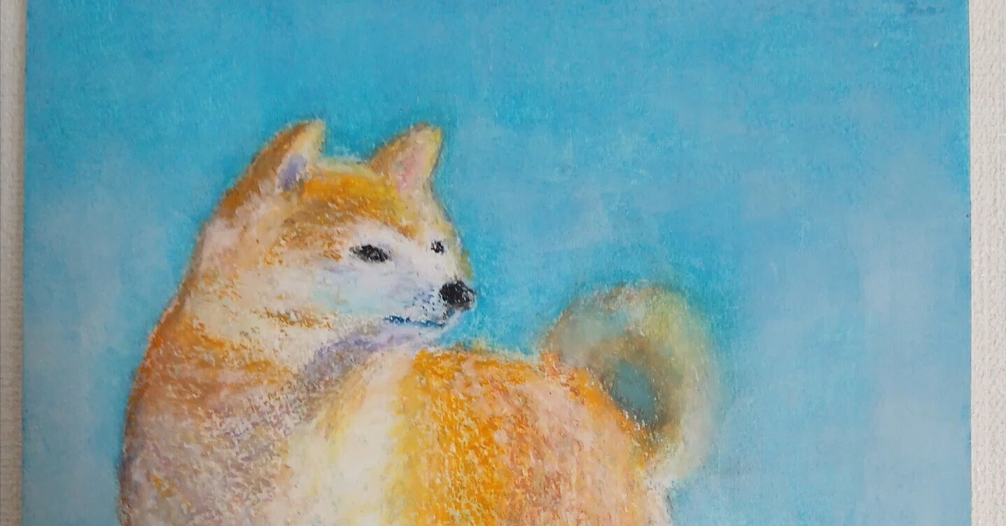 オイルパステル 秋田犬｜碧緑（あおみどり）