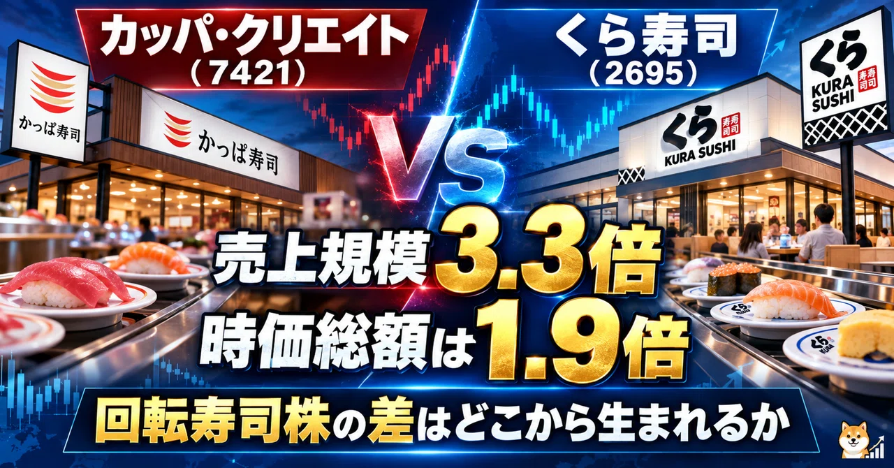 Kappa Create (7421) vs. Kura Sushi (2695) — Sales scale is 3.3x, market ...