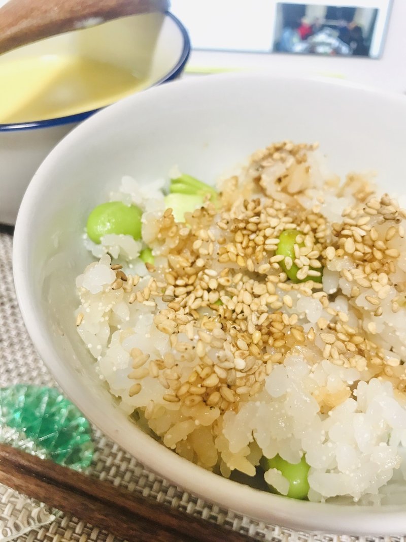 ごはん日記 たらこ枝豆ごはん 土鍋でアレンジ たけやぶちゃん Note