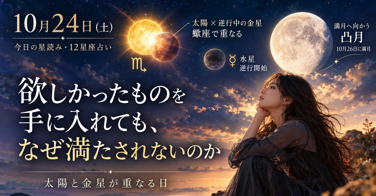 【10月24日の星読み】太陽と金星が重なる日｜欲しかったものを手に入れても、なぜ満たされないのか｜星の観測室｜朔良 -Sara-