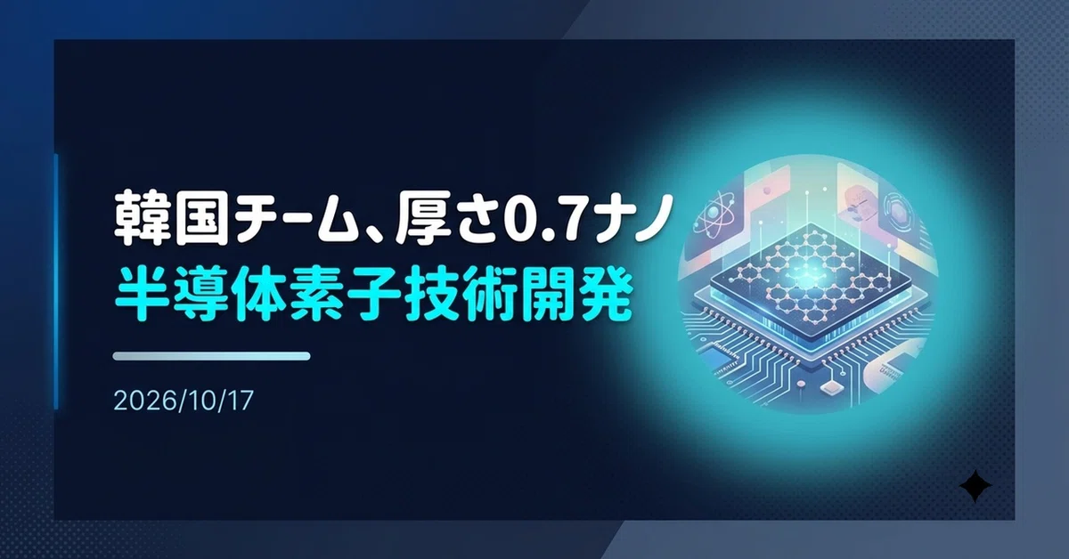 [Explanation] South Korean team develops 0.7-nanometer semiconductor ...