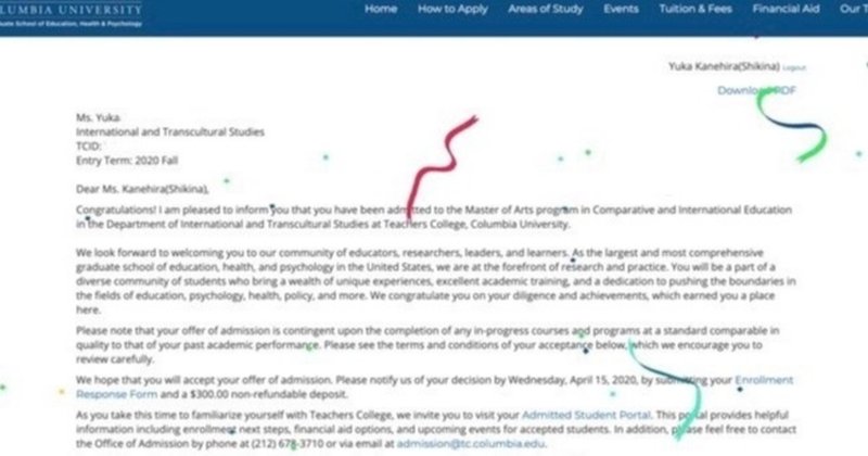 コロンビア大学教育大学院に合格しました