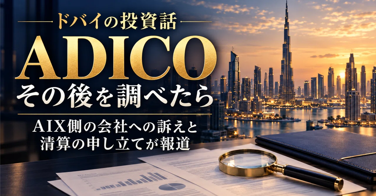 1年前に勧められたドバイの投資話「ADICO」。その後を調べたら、AIX側の会社への訴え…
