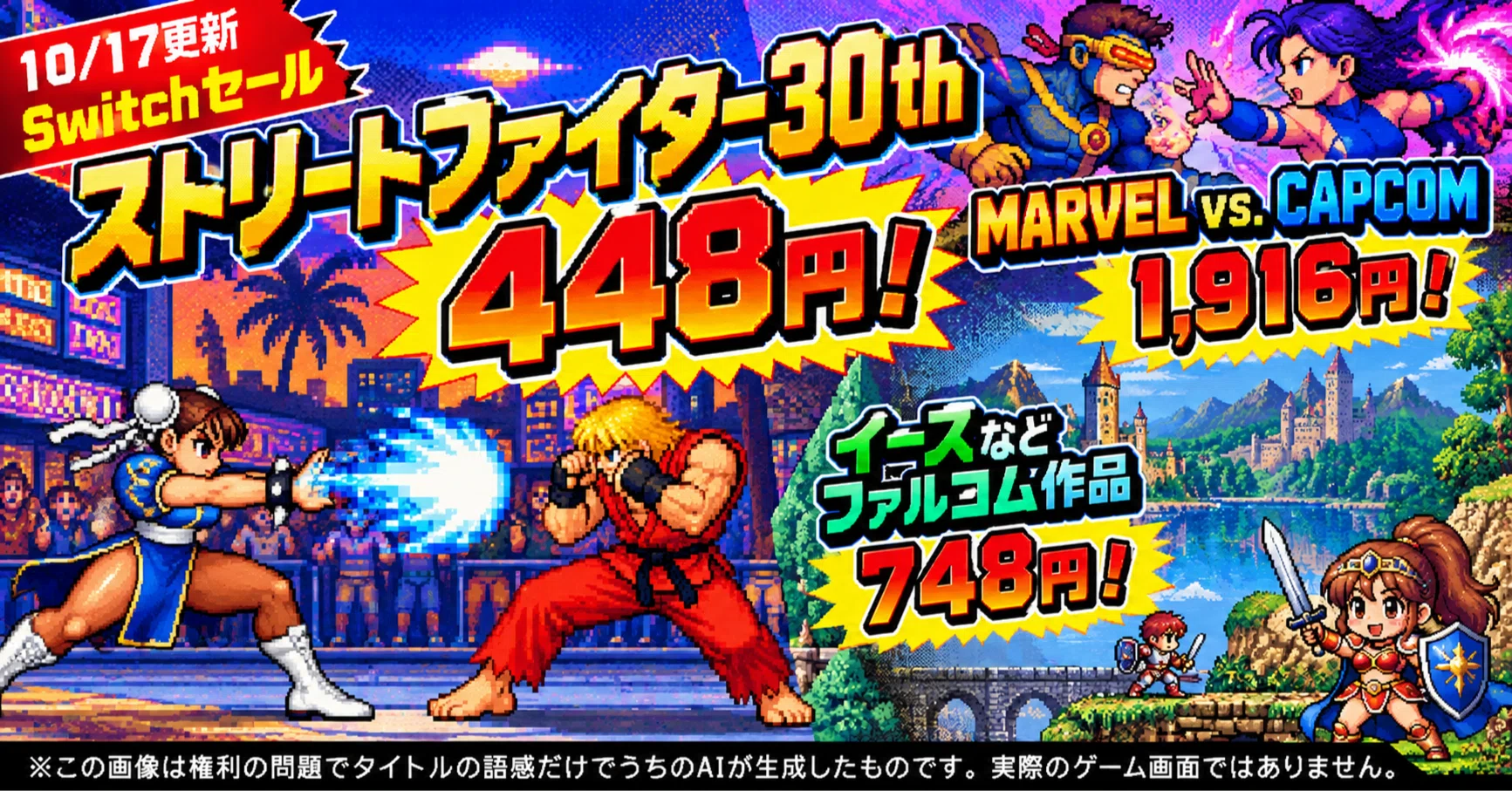 10/17更新・Switchセール】ストリートファイター30thが448円！マブカプ