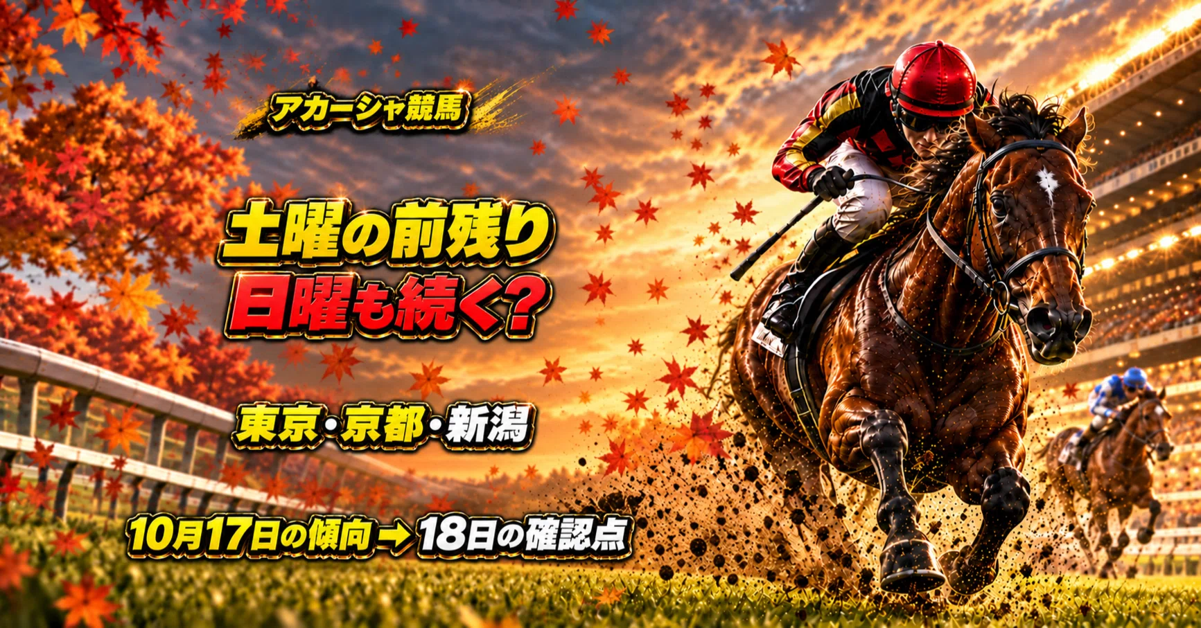 東京・京都・新潟の馬場傾向【10月17日】｜京都ダ1800mの前残りを日曜