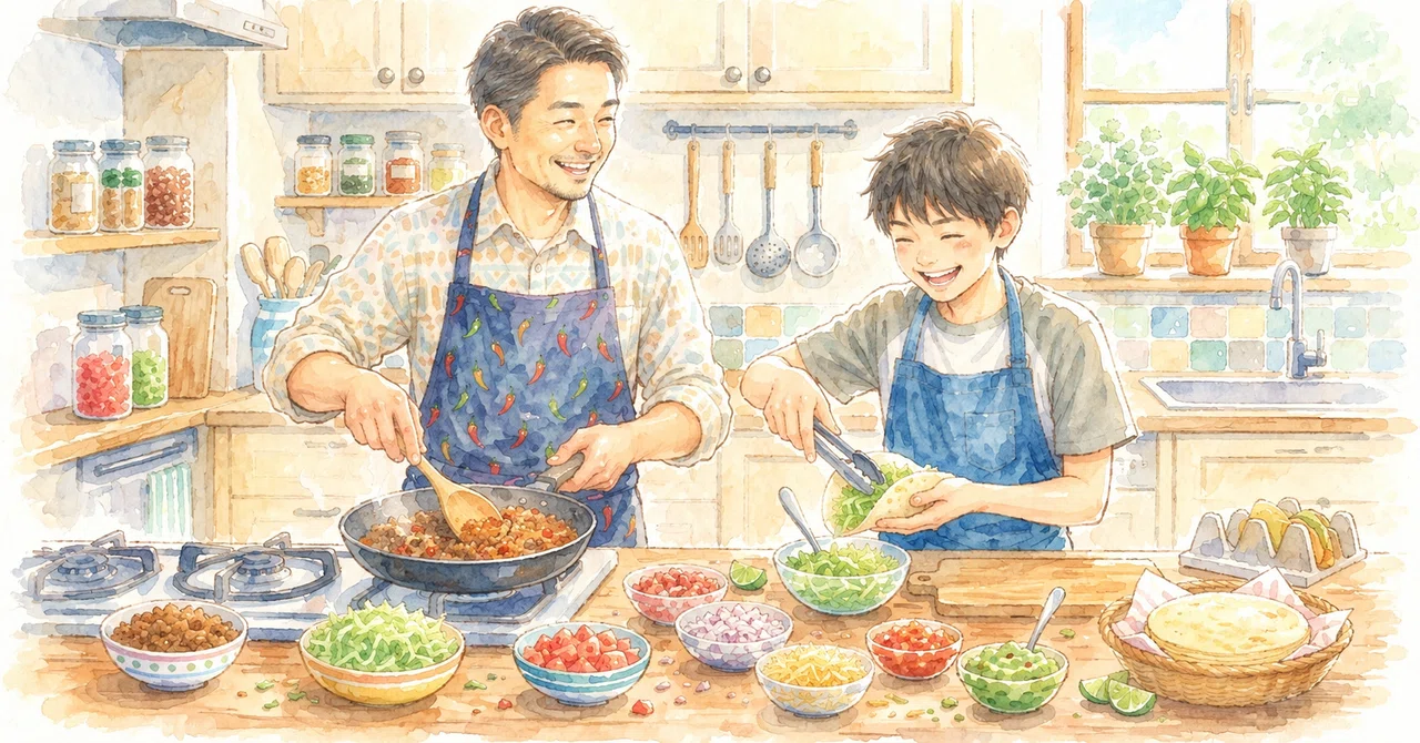 [Cooking with Dad and Son] Taking on the challenge with a rebellious ...