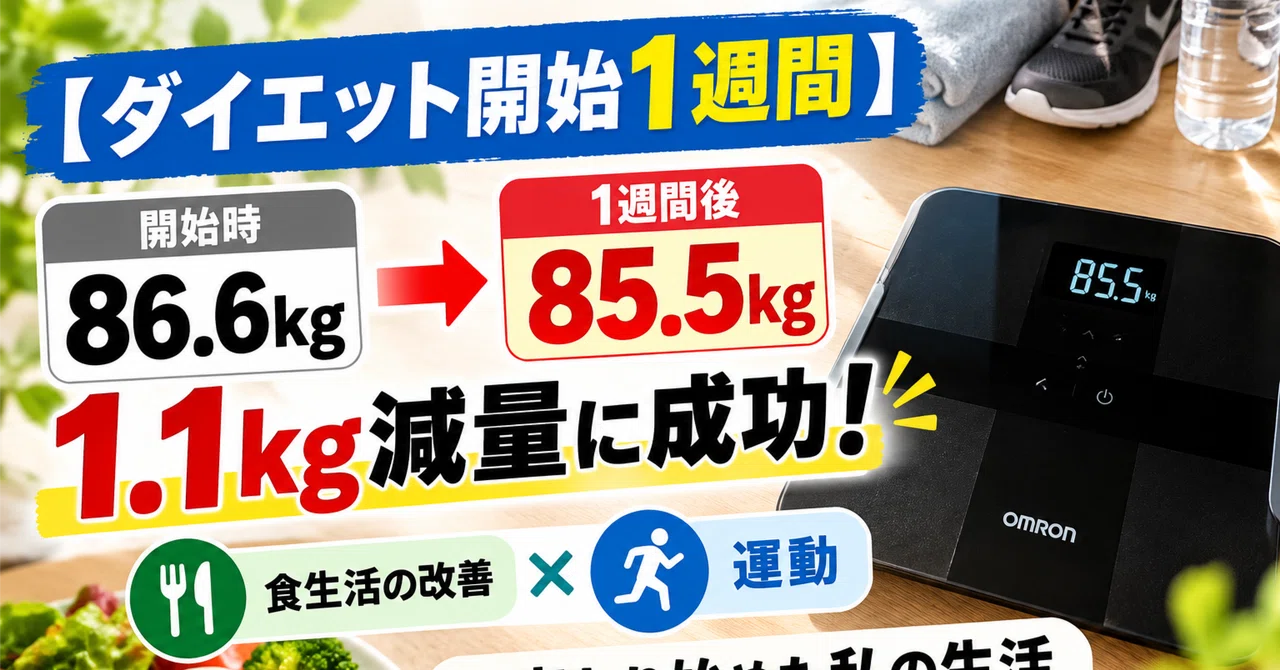[1 Week Since Starting Diet] 86.6kg → 85.5kg! Successfully lost 1.1kg ...