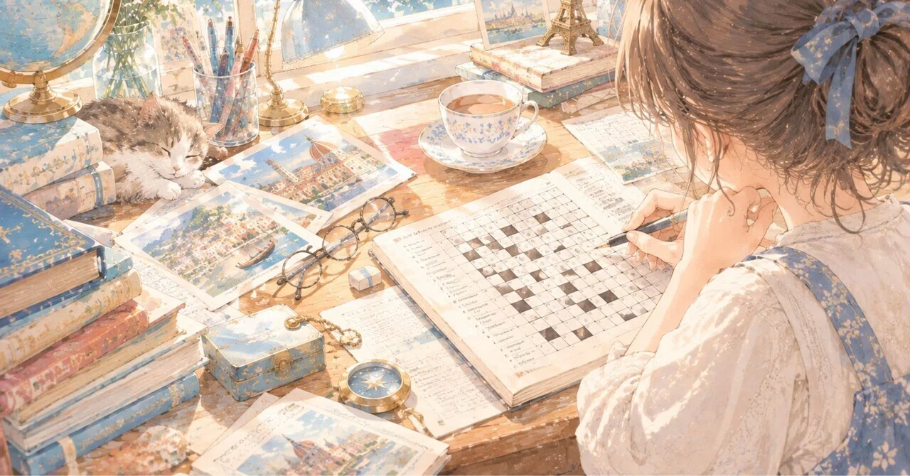 Practice beautiful handwriting with crosswords.｜だいたい機嫌いい