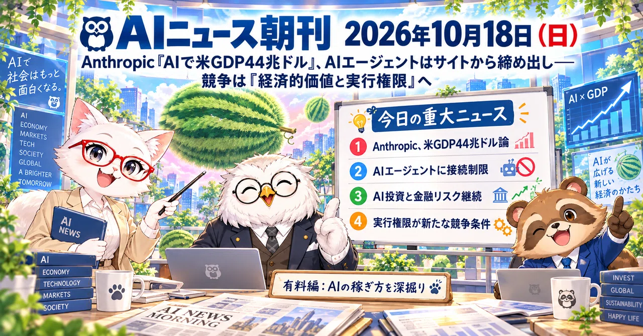 AI News Morning Edition October 18, 2026: Anthropic Says 'AI to Boost US GDP to $44 Trillion,' AI Agents Locked Out of Websites—Competition Shifts to 'Economic Value and ...