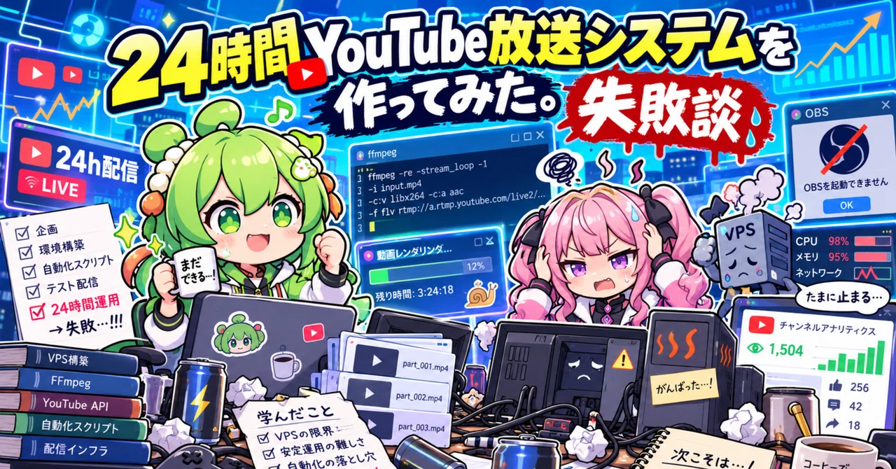 [Failure Story] I tried building a 24-hour YouTube broadcasting system ...