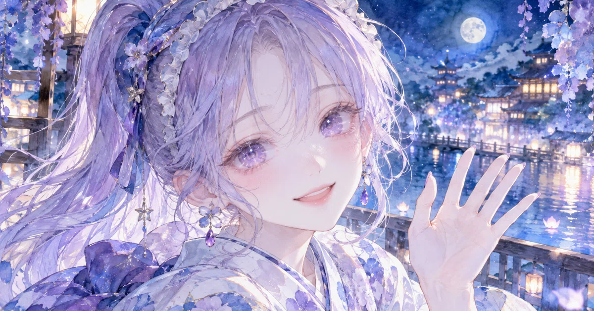[Prompt Available] Girl with Lavender Hair Smiling in the Moonlight 🌙 ...