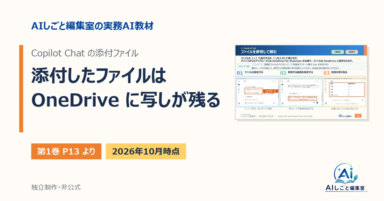 Copilot Chat に添付したファイルは、OneDrive に写しが残る｜AIしごと編集室
