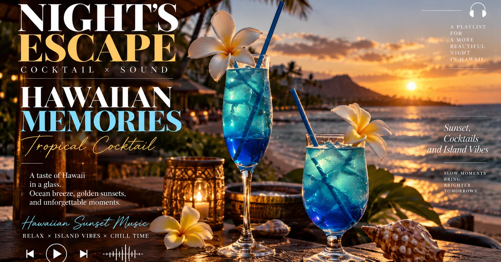 クリエイティブメモリーズ サン&キス ハワイ アルバム パーフェクトセット 最終 夜の余白— COCKTAIL × SOUND 🎧HAWAIIAN MEMORIES 🌺🍹｜トム｜パン屋
