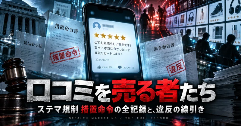 口コミを売る者たち｜ステマ規制 措置命令の全記録と、違反の線引き
