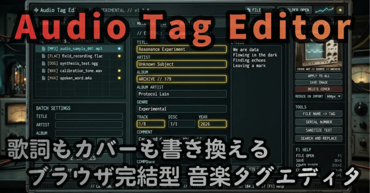 Released 'Audio Tag Editor', a browser-based music tag editor — Edit ...