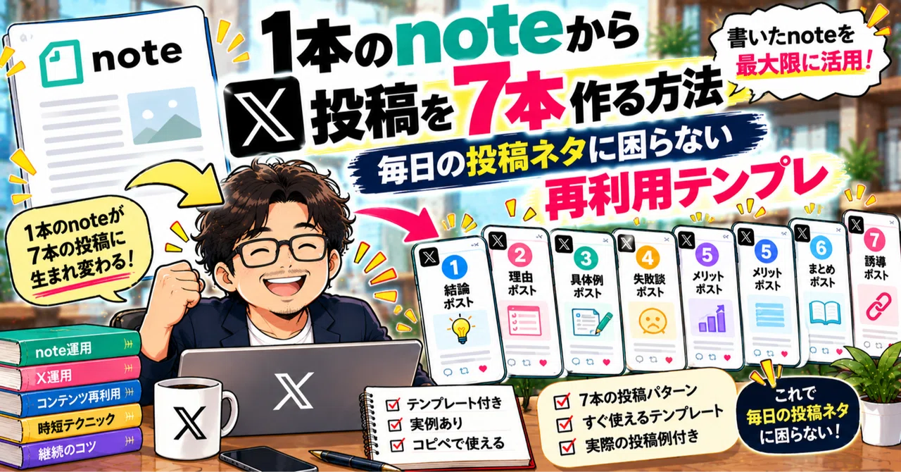 How to create 7 X posts from one note: A reuse template so you never ...