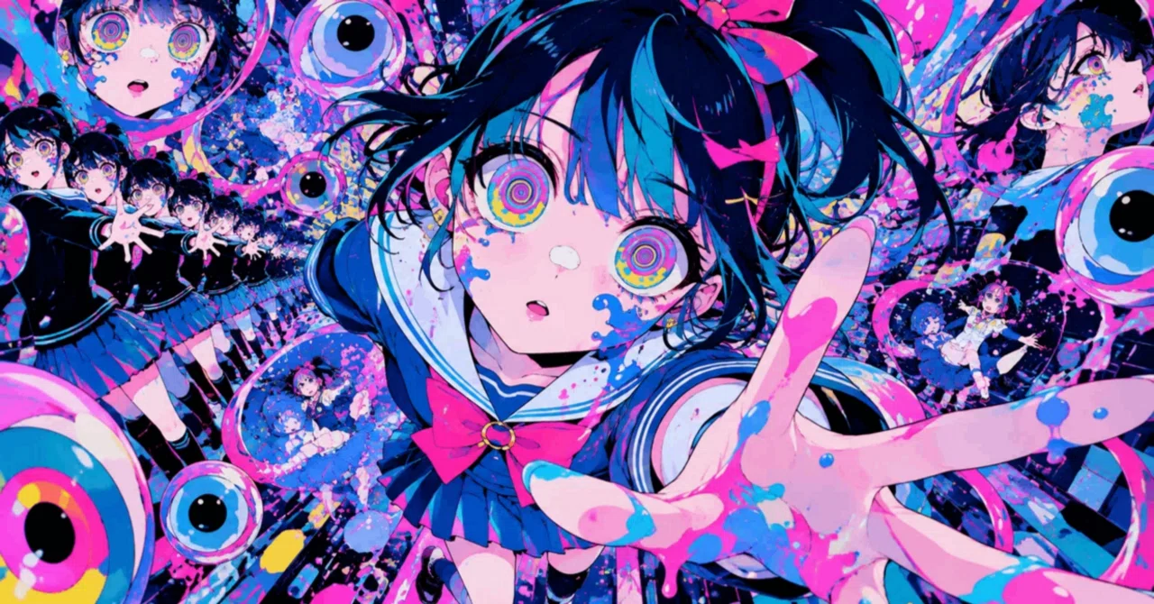 "Pink Bug": Until the girl is swallowed by paint. A colorful Vocaloid ...
