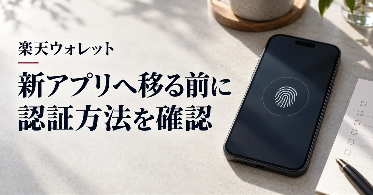 楽天ウォレットの新アプリへ移る前に、認証方法を確認する