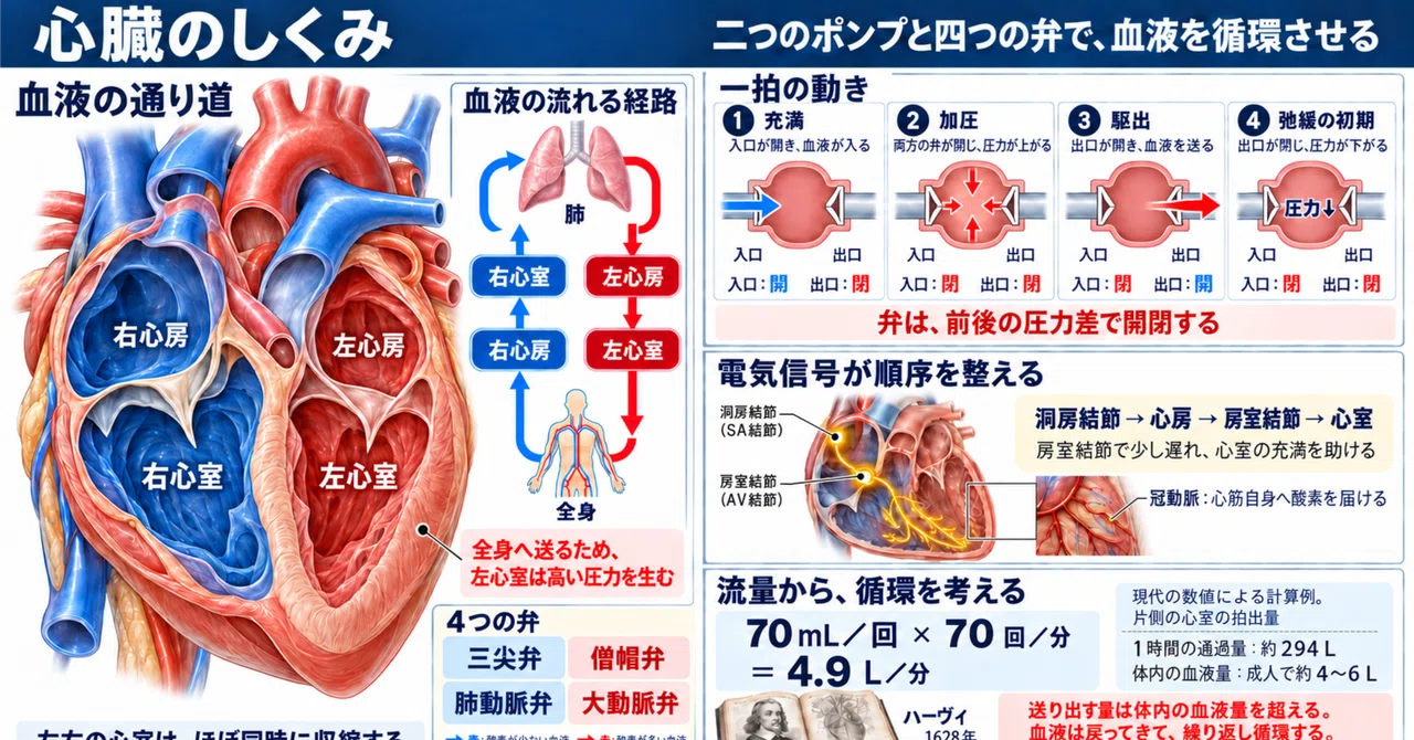 The Mechanism of the Heart: Circulating Blood with Two Pumps and Four ...