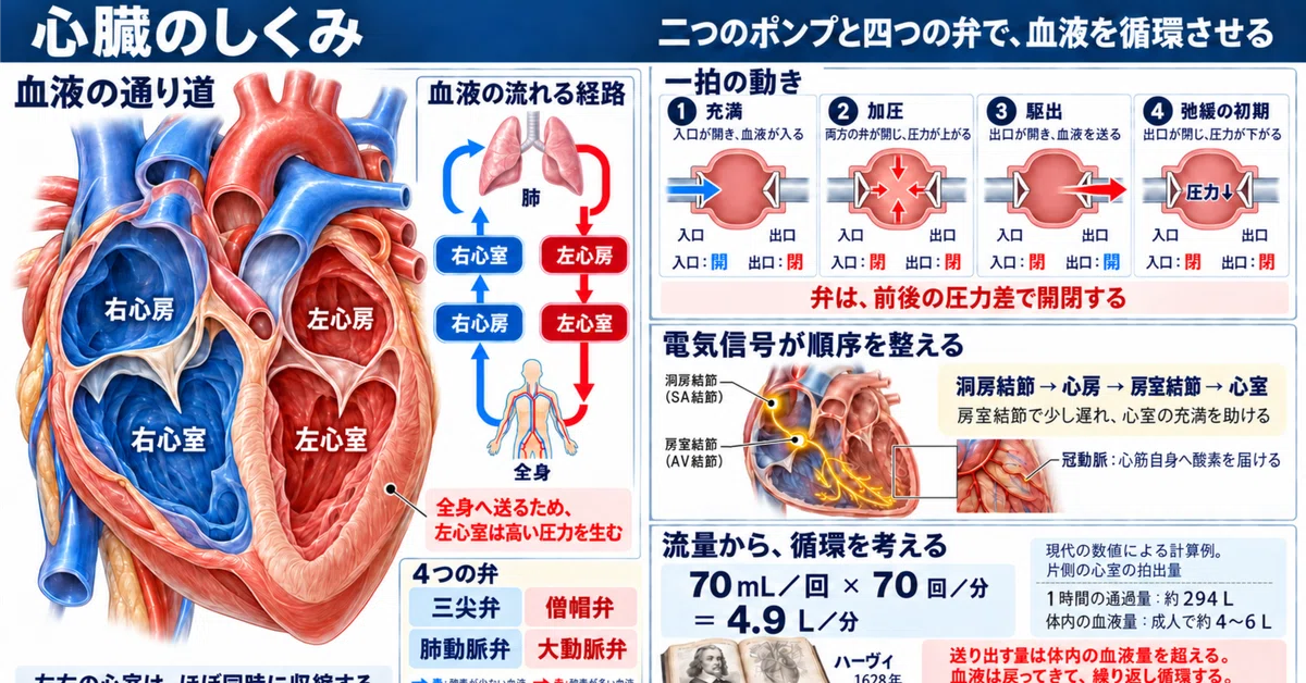 The Mechanism of the Heart: Circulating Blood with Two Pumps and Four ...