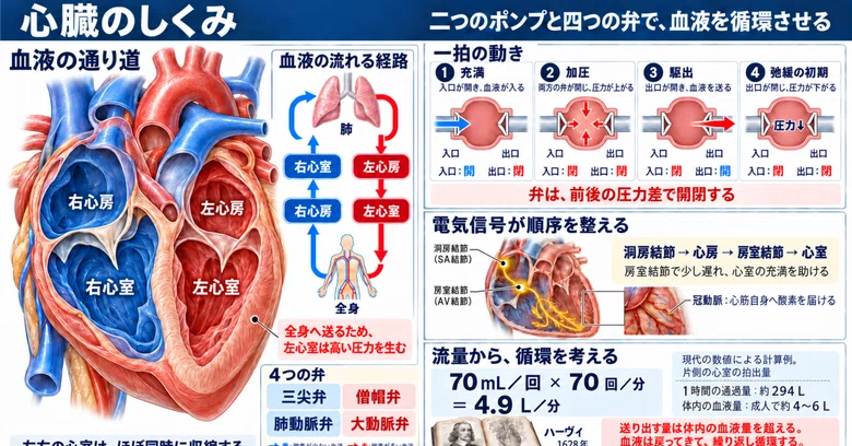 The Mechanism of the Heart: Circulating Blood with Two Pumps and Four ...