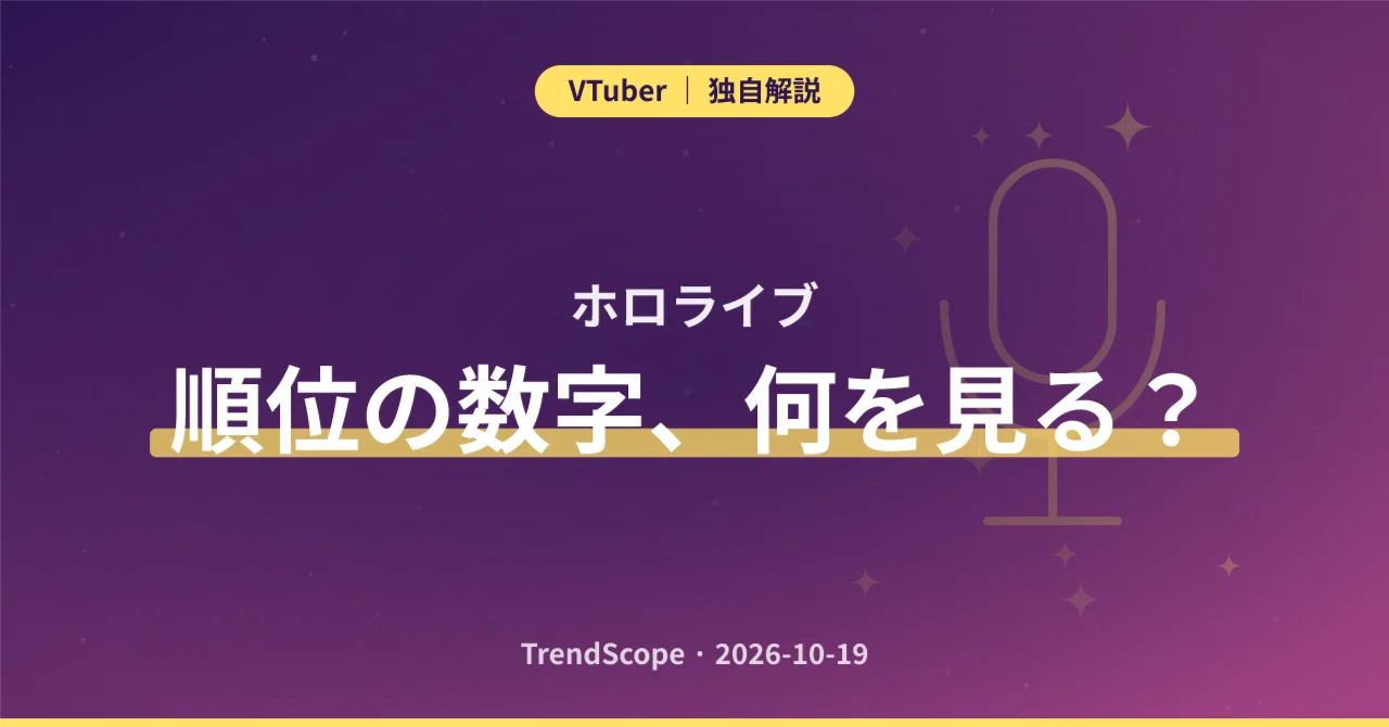 10月18日のVTuber配信ランキングが示す、ホロライブ偏重の本当の理由