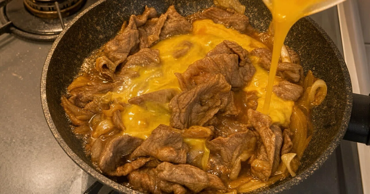 Done in one frying pan! Super easy beef and egg scramble｜マルワン明日の献立表