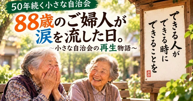 88歳のご婦人が涙を流した日。50年続く小さな自治会の再生物語