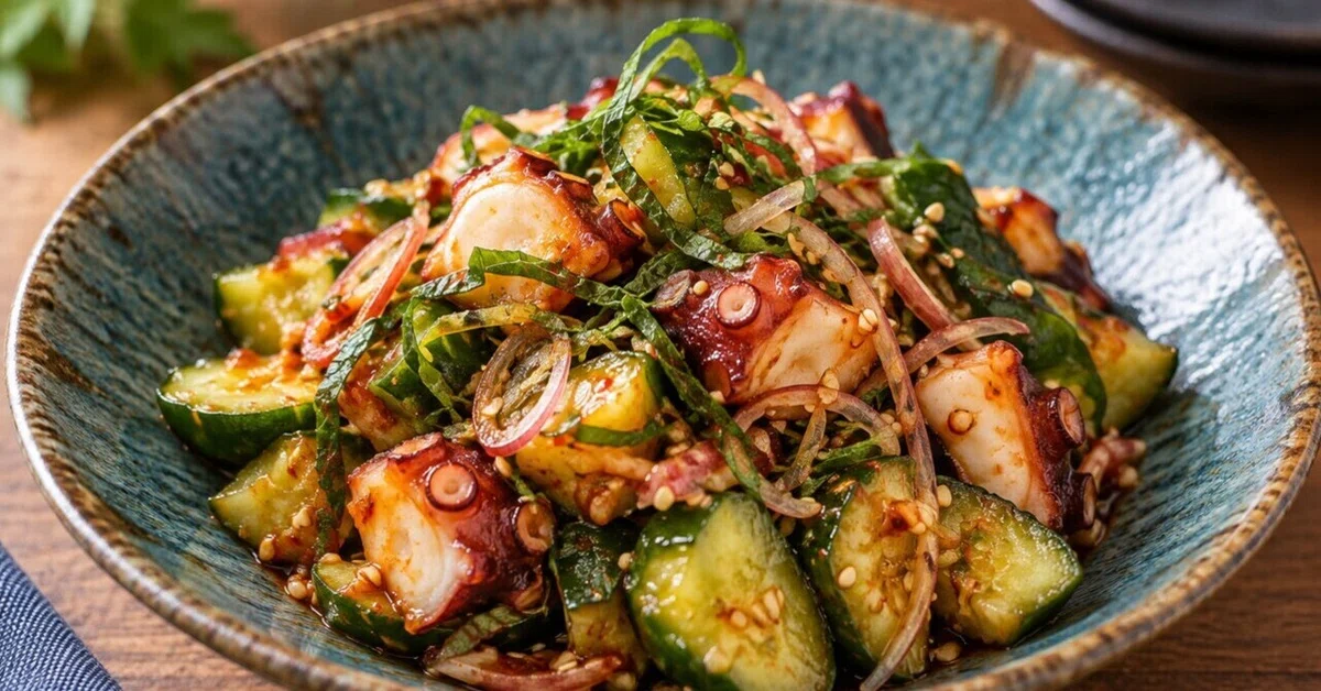 Korean-Style Smashed Cucumber with Octopus | A Summer Side Dish Enjoyed ...